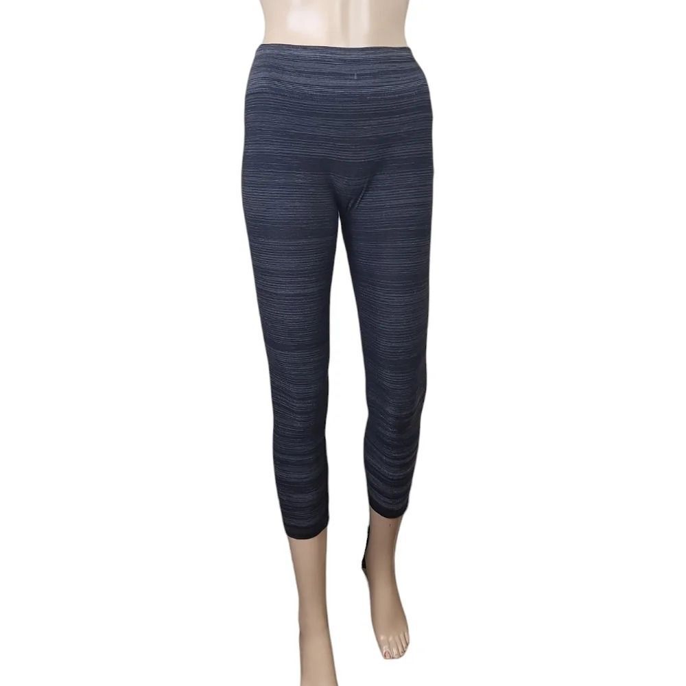 Fabletics Stretch Black Gray Stripes Leggings small